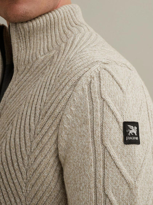 Vest structuur wol blend beige