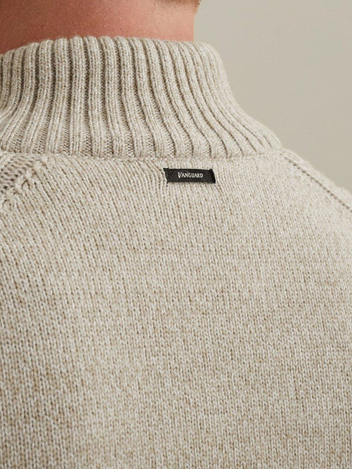 Vest structuur wol blend beige