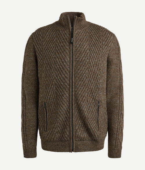 Vest structuur wol blend bruin
