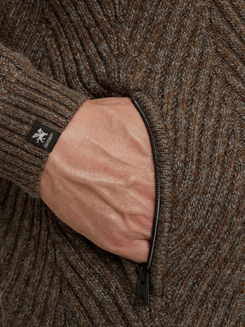 Vest structuur wol blend bruin
