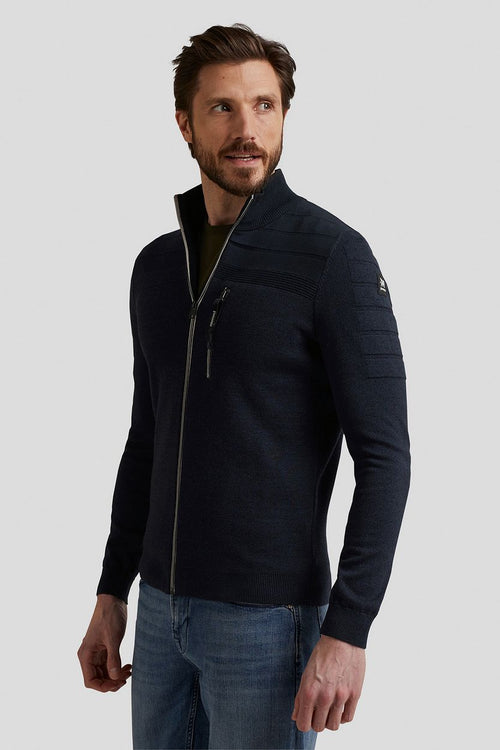 Vanguard vest zip mouliné donkerblauw | Regular-fit