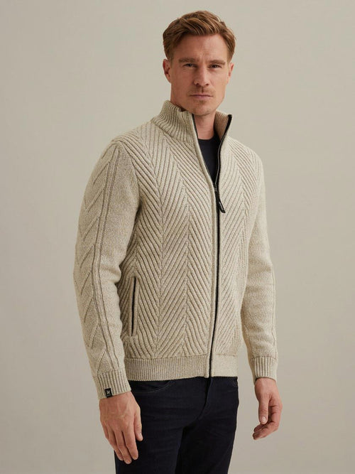 Vest structuur wol blend beige