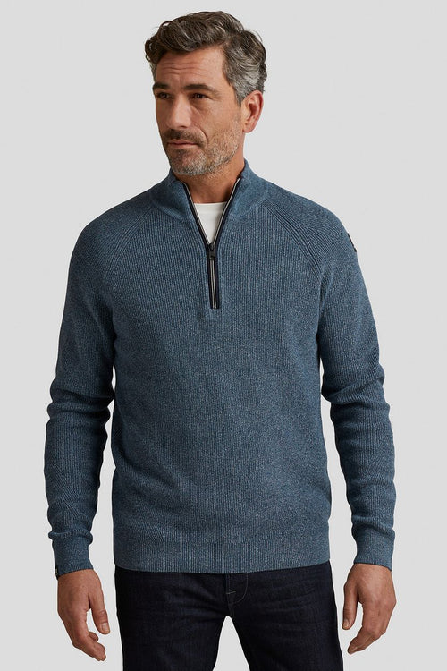 Trui halve rits blauw