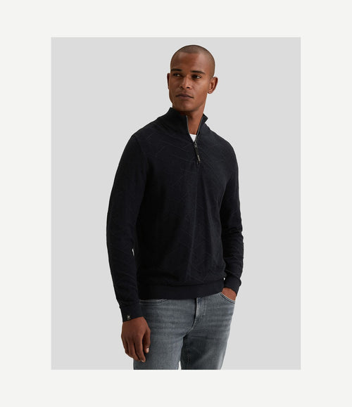 Pullover halve rits mouline sky captain