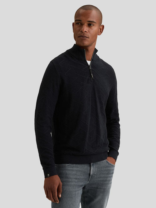 Pullover halve rits mouline sky captain