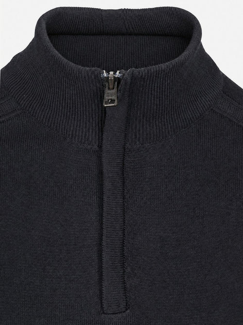 Pullover halve rits mouline zwart