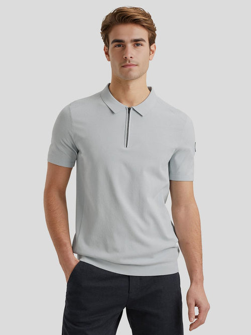 Poloshirt half-zip lichtblauw