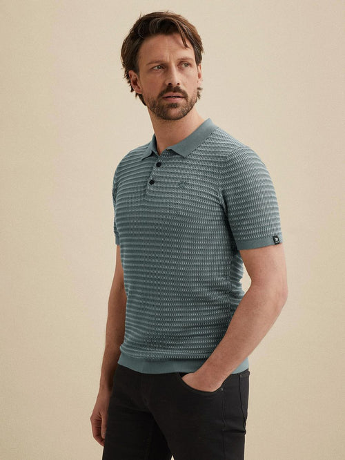 Knitted poloshirt arona blauw
