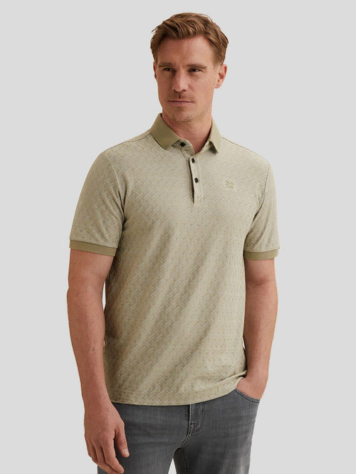 Knitted poloshirt jacquard print groen