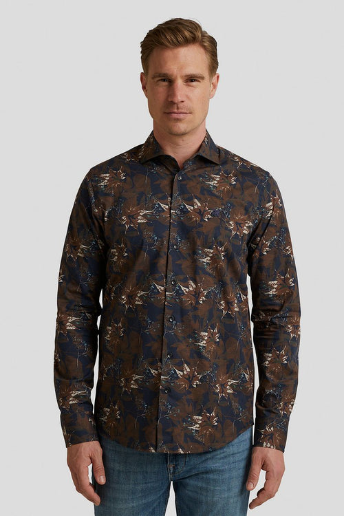 Overhemd print donkerblauw