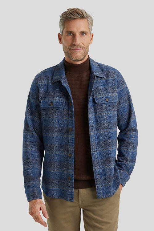 Overshirt brushed ruit blauw
