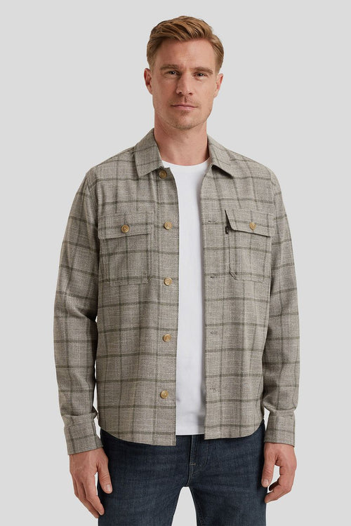 Overshirt ruiten taupe