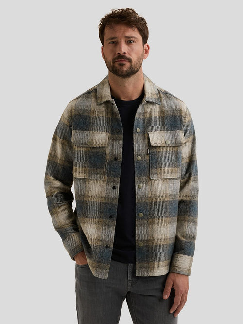 Overshirt brushed ruiten blauw