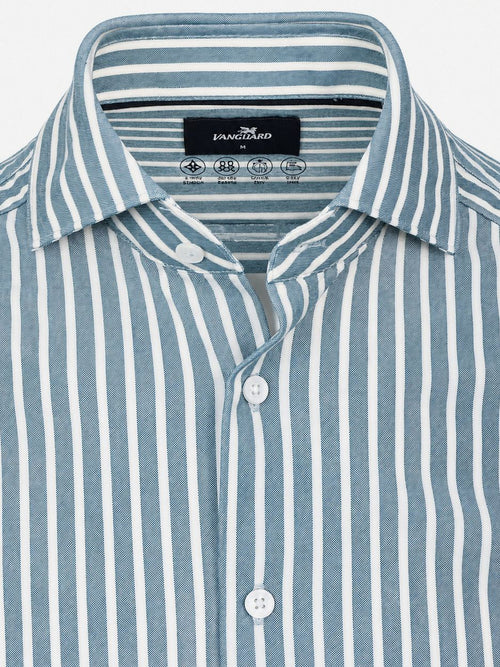 Overhemd elevated knit streep blauw