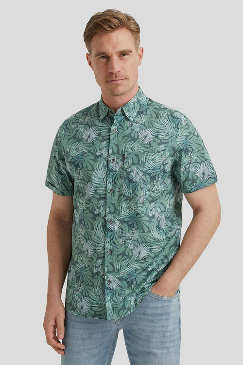 Short sleeve overhemd print groen
