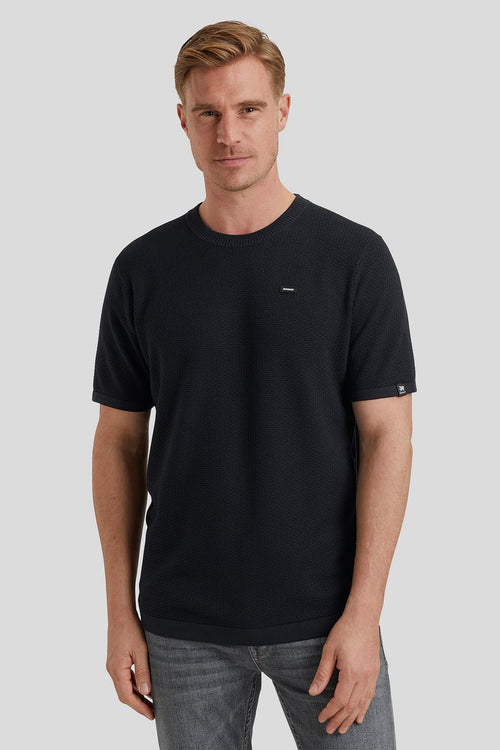 T-shirt structuur donkerblauw