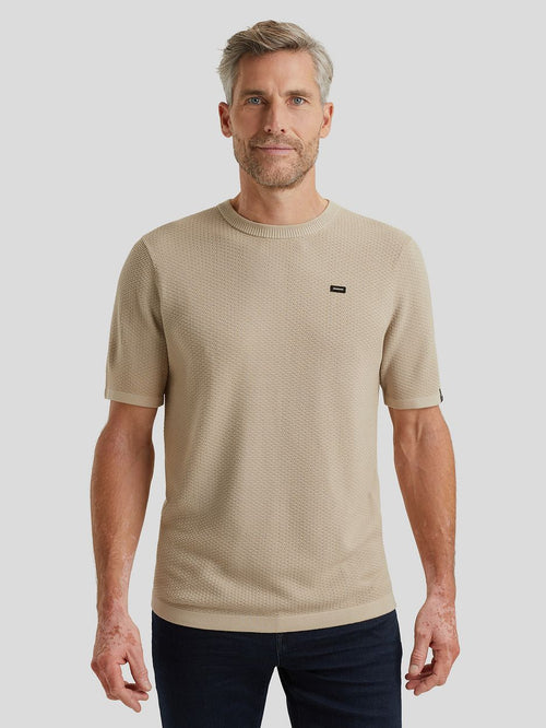 Vanguard t-shirt structuur beige | Regular-fit
