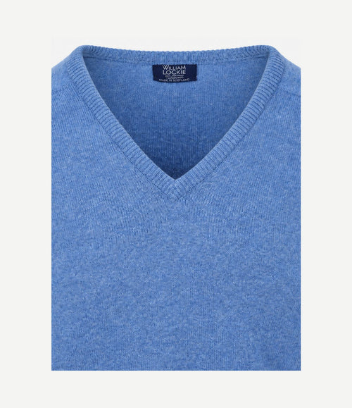 V-hals lamswol jeans blauw