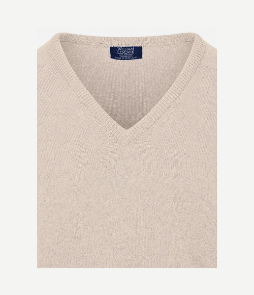 V-hals lamswol linen