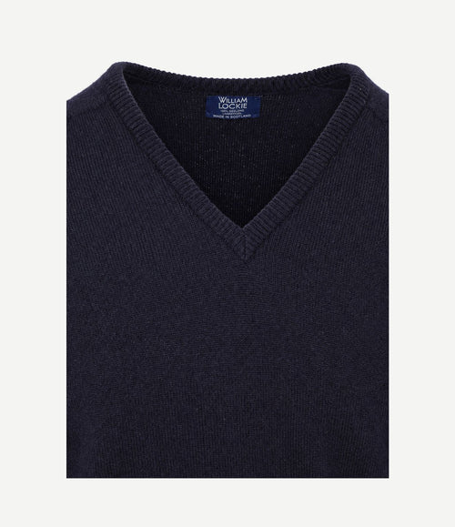 V-hals lamswol donkerblauw