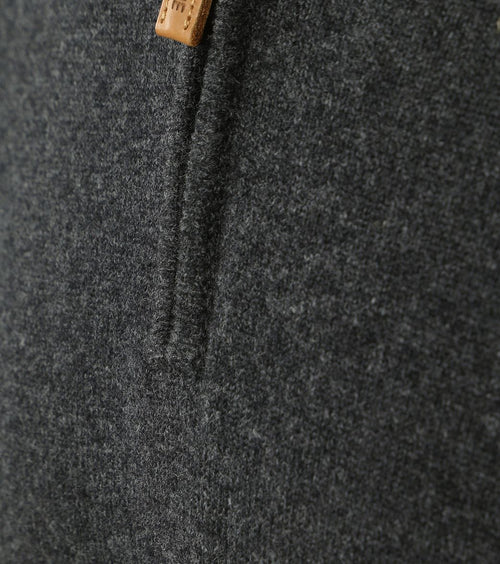 William Lockie halve rits pullover lamswol charcoal melange | Regular-fit