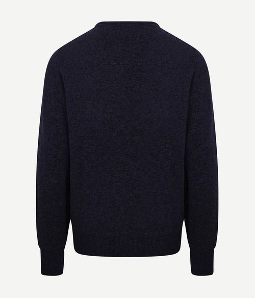 William Lockie pullover lamswol o-hals midnight mix donkerblauw | Regular-fit