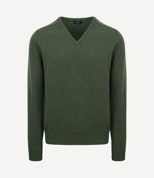 Pullover lamswol v-hals rosemary groen