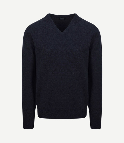 Pullover lamswol v midnight mix donkerblauw