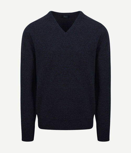 William Lockie pullover lamswol v midnight mix donkerblauw | Regular-fit