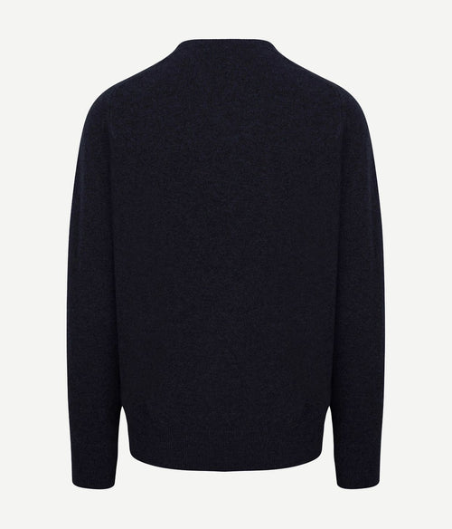 William Lockie pullover lamswol v midnight mix donkerblauw | Regular-fit