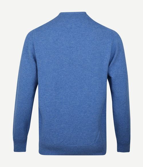 William Lockie v-hals lamswol lichtblauw | Regular-fit