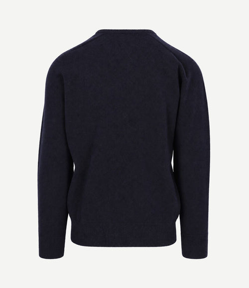 V-hals lamswol donkerblauw