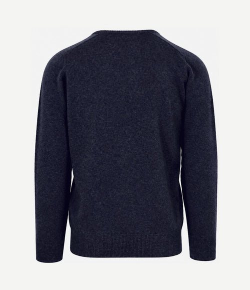V-hals lamswol Oxford blue