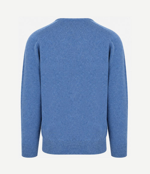 V-hals lamswol jeans blauw