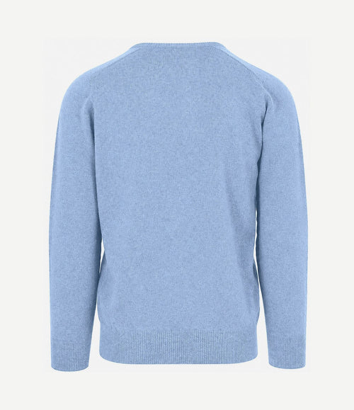 V-hals lamswol glacier blauw