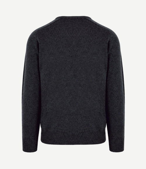 V-hals lamswol charcoal grijs