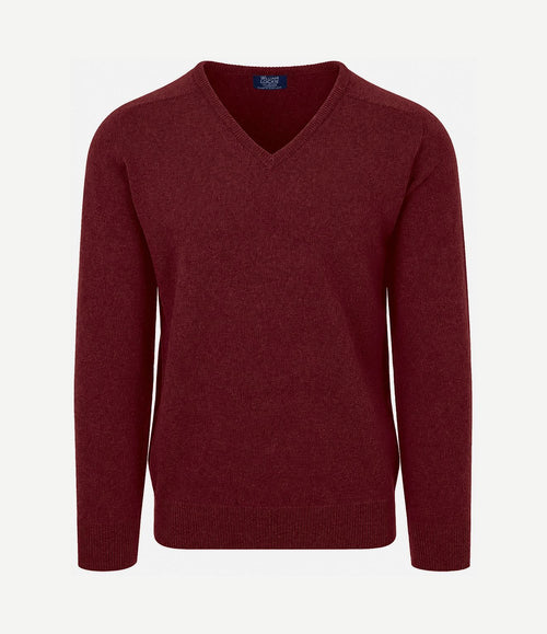 V-hals lamswol bordeaux