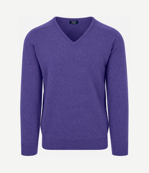 V-hals lamswol heliotrope
