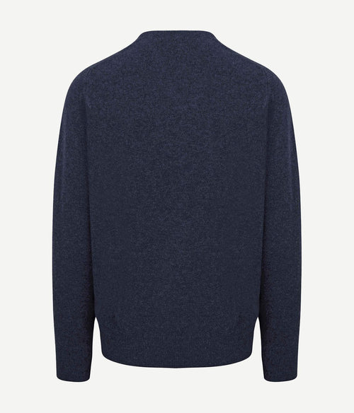 William Lockie v-hals lamswol indigo melange | Regular-fit