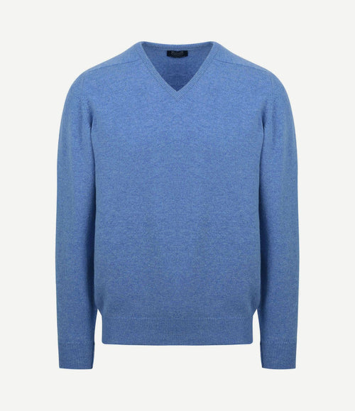 V-hals lamswol jeans melange