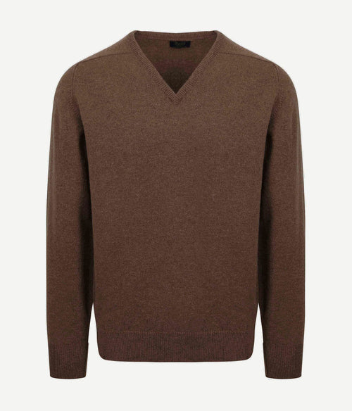 William Lockie v-hals lamswol mocha | Regular-fit