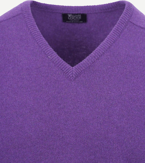 William Lockie v-hals lamswol paars | Regular-fit