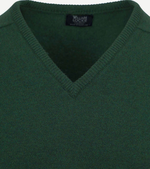 William Lockie v-hals lamswol tartan donkergroen | Regular-fit