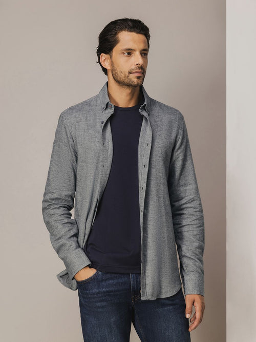 State of Art knitted Oxford overhemd grijs | Regular-fit