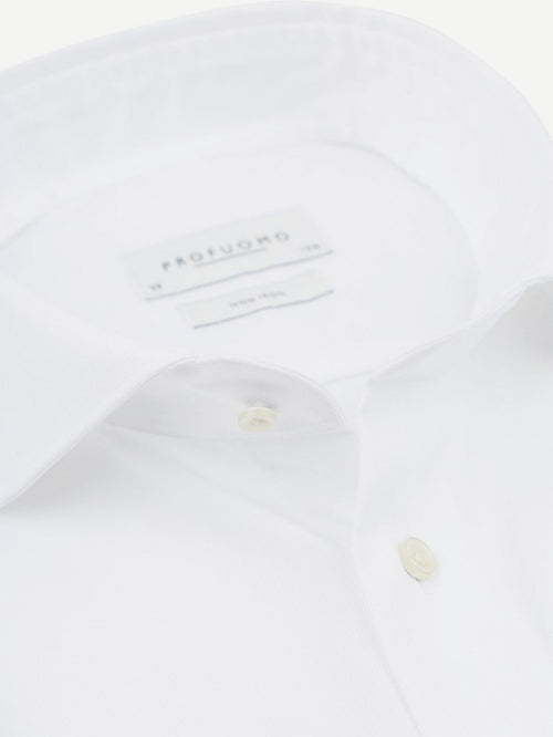 Twill overhemd extra lange mouwen wit