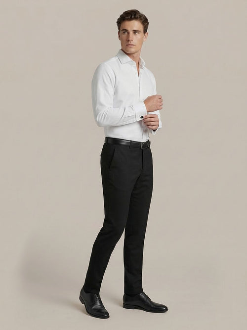 Overhemd white twill dubbelmanchet