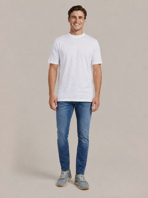 Obrambo t-shirt wit (2-pack) – extra lang en hooggesloten