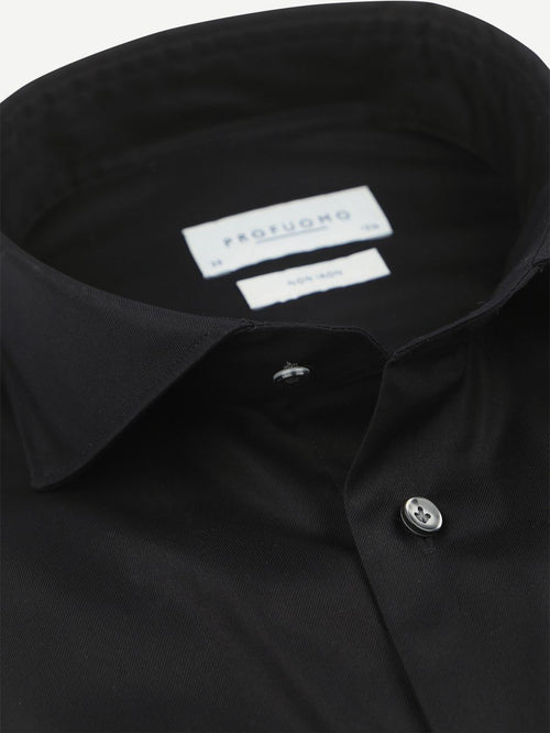 Profuomo twill overhemd zwart | Slim-fit