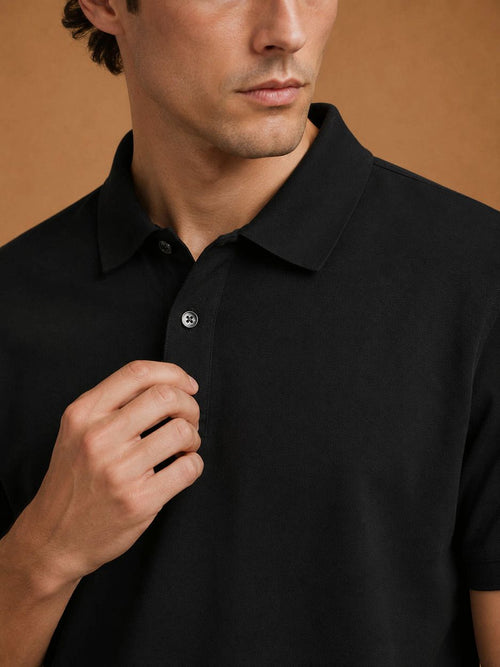 The James poloshirt zwart