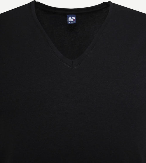 T-shirt NOV v-neck stretch zwart (2-pack)